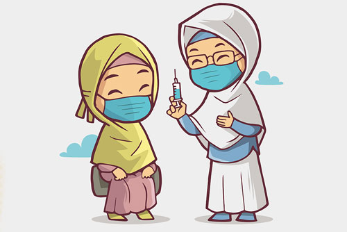 وکتور کارتونی پرستار درحال واکسن زدن مخصوص روز پرستار وکتور لایه باز